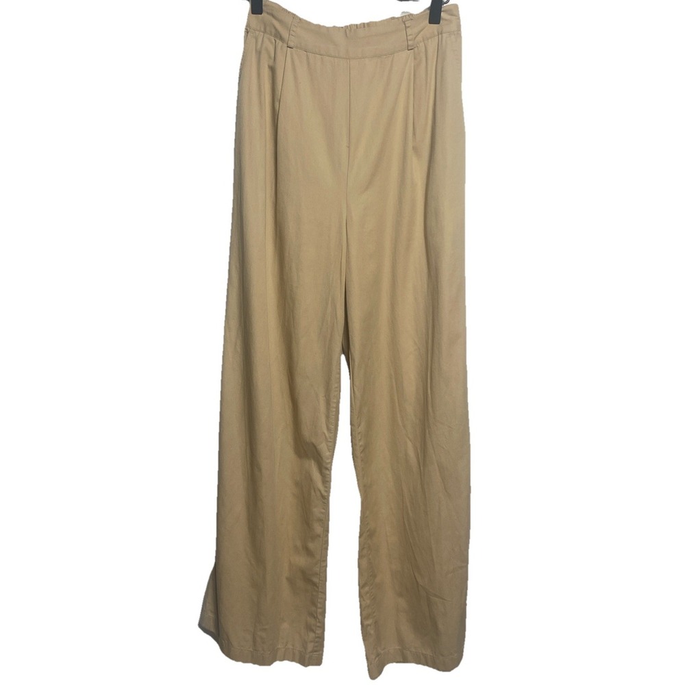 The Drop Wide Leg Pleated Chinos Beige Women's Size Small
